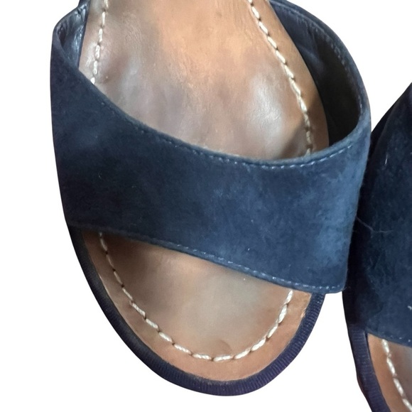 Diane von Furstenberg DVF Odelia Blue Suede Cork Open Toe Platform Sandals - 9 - Picture 5 of 13